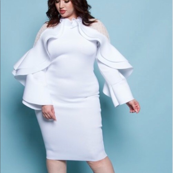 white scuba dress